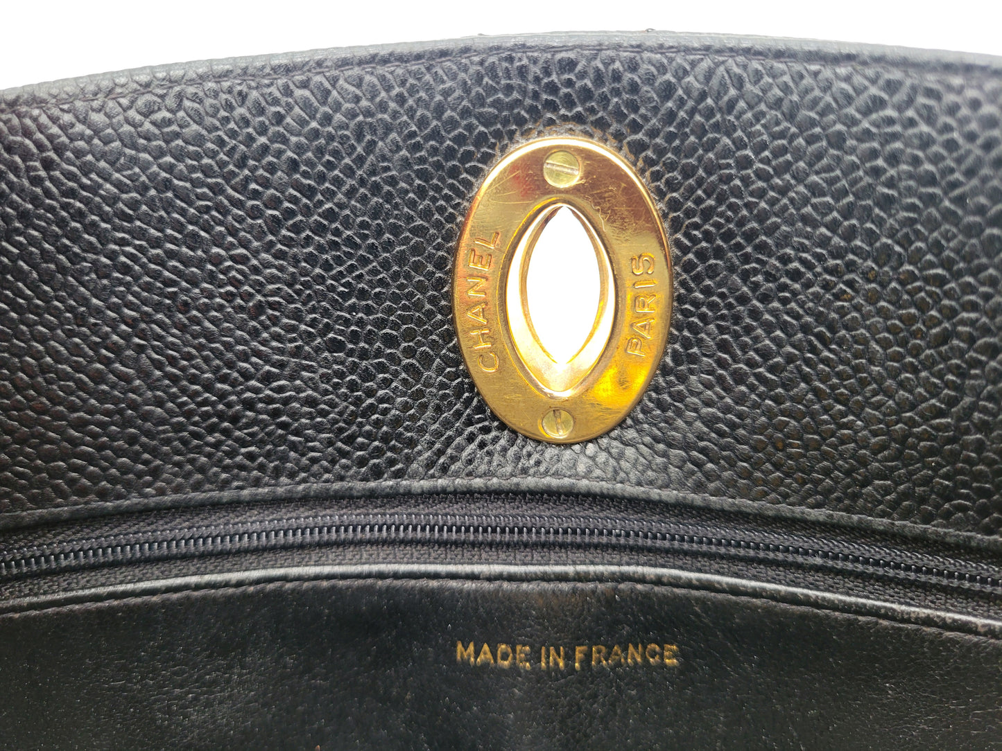 Vintage Chanel — Black Caviar CC Turnlock Tote