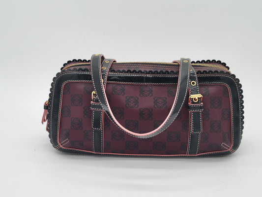 Vintage Loewe Anagram PVC and Patent Leather Satchel