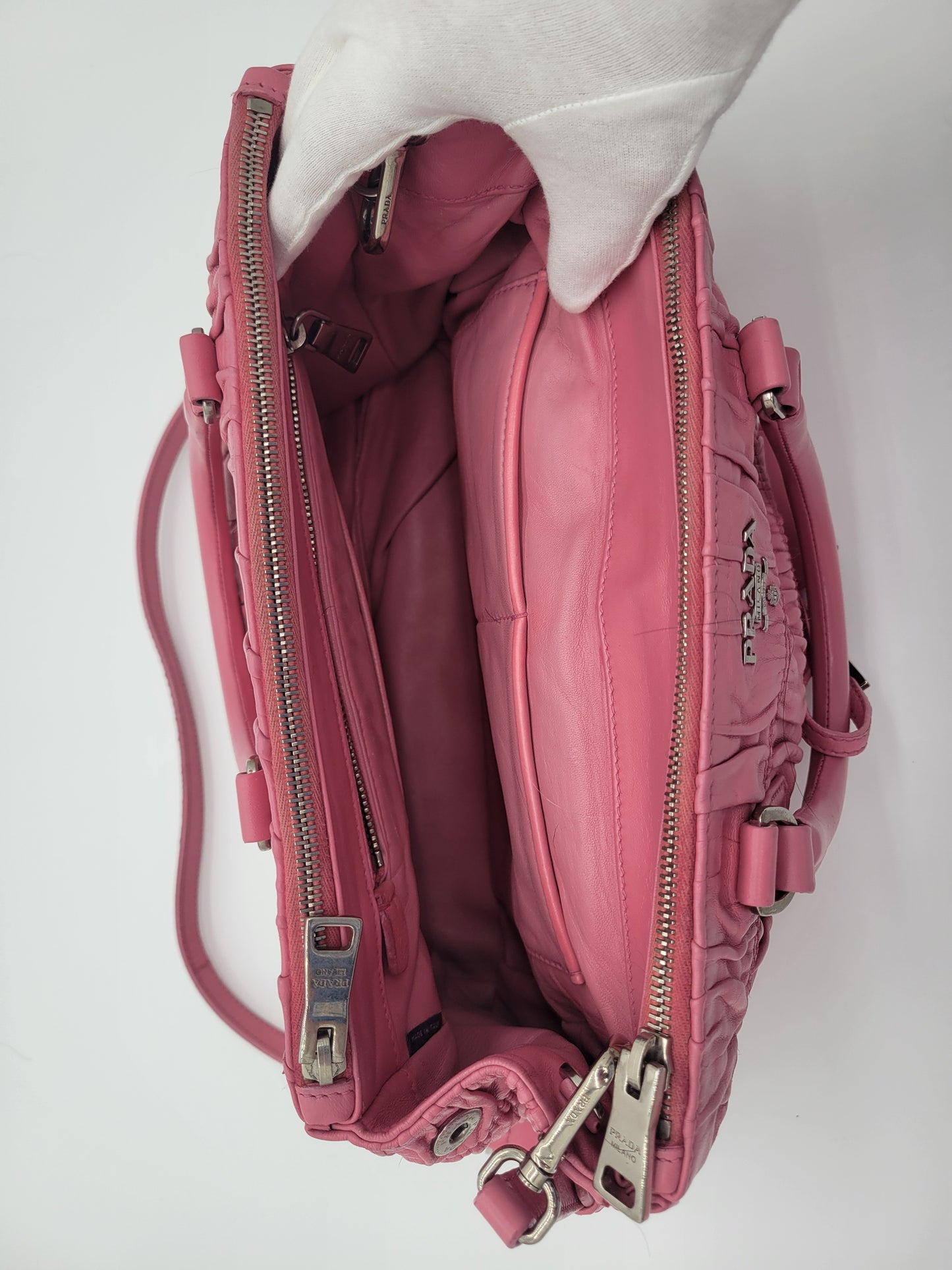 Prada Pink Nappa Gaufre Leather Tote Bag