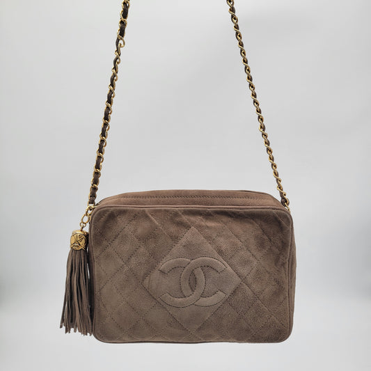 Vintage Chanel Series 1 Suede Tassel Camera Bag
