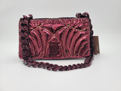 NWT Burberry Small Lola Quilted Sequin Chain Shoulder Bag in Burgundy: Limited Edition