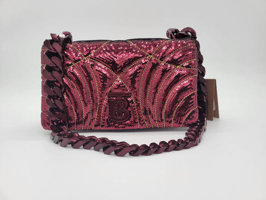 NWT Burberry Small Lola Quilted Sequin Chain Shoulder Bag in Burgundy: Limited Edition