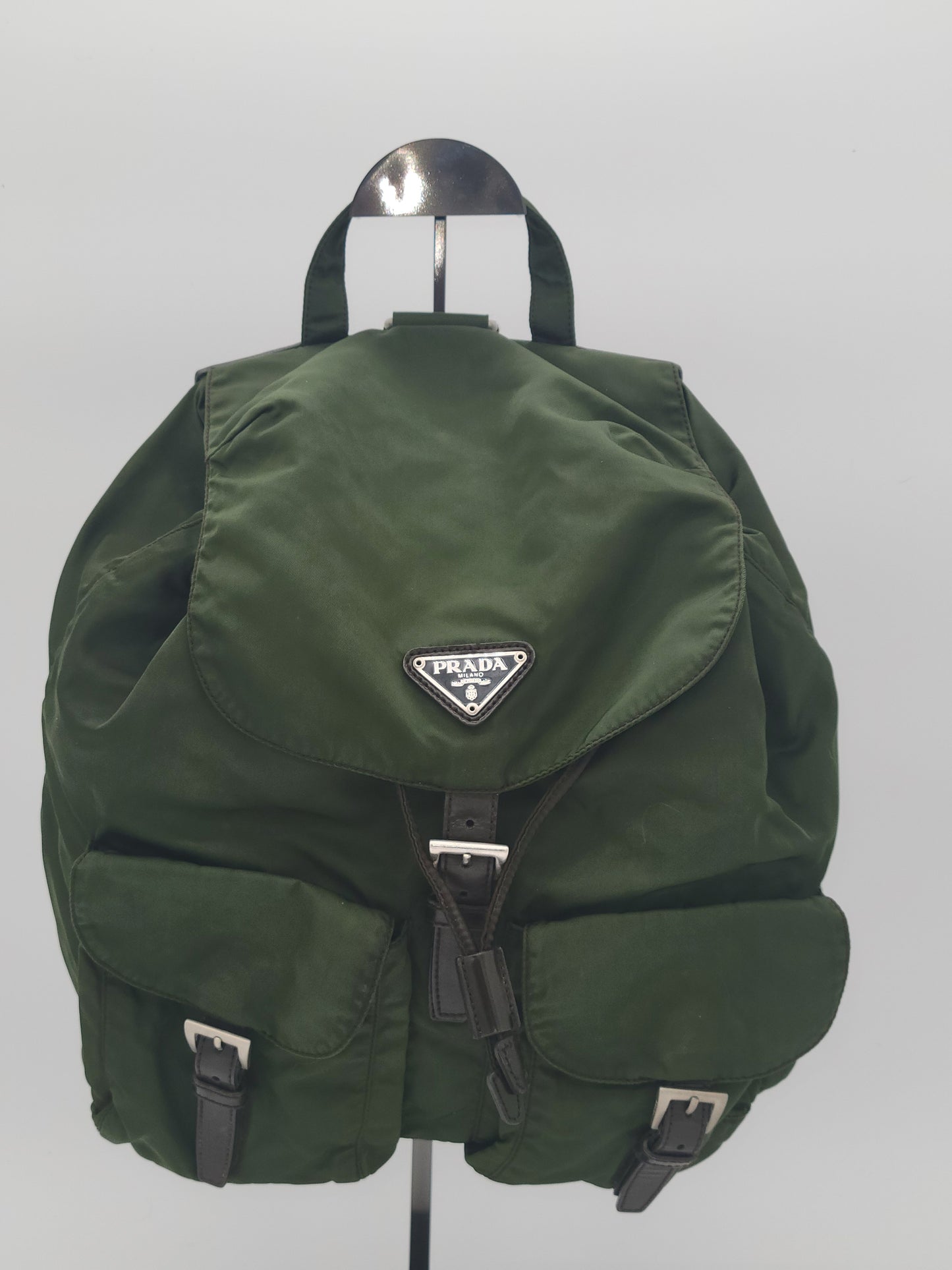 Prada Tessuto Vela Nylon Backpack — Army Green · Y2K Era