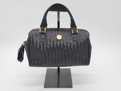 Vintage Fendi Woven Leather Mini Boston Bag