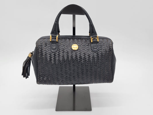 Vintage Fendi Woven Leather Mini Boston Bag