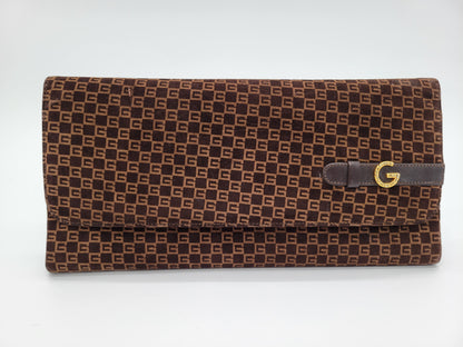 Vintage Gucci "G" Monogram Suede Clutch