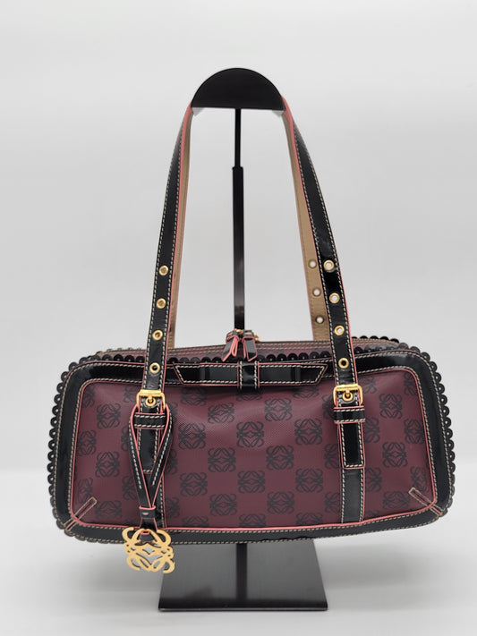 Vintage Loewe Anagram PVC and Patent Leather Satchel