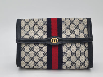 Vintage Gucci GG Supreme Sherry Line Clutch Bag