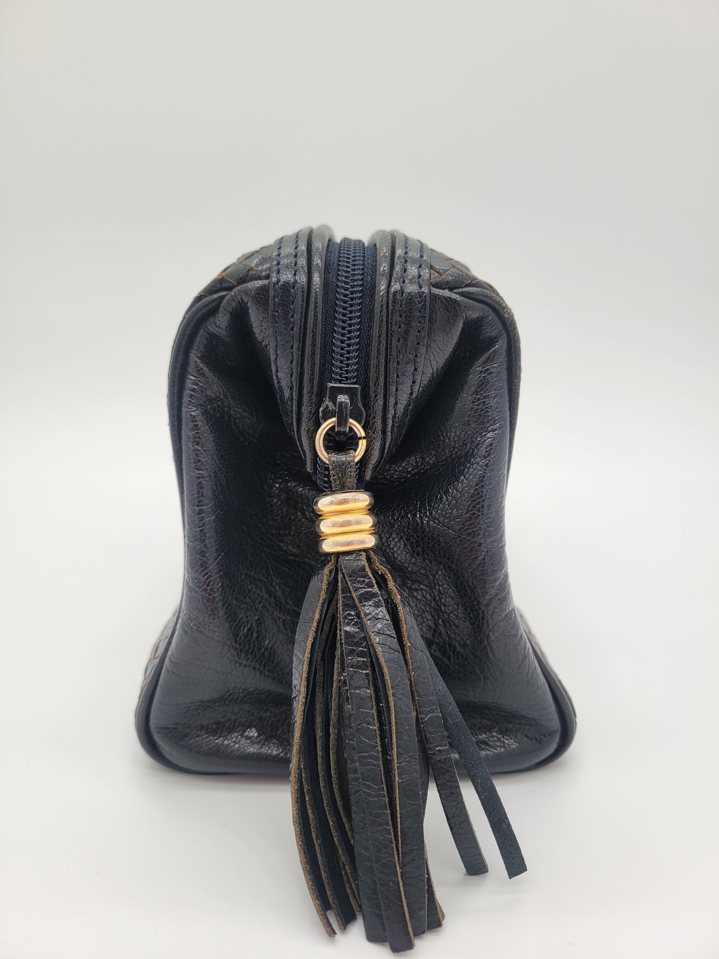 Vintage Fendi Woven Leather Mini Boston Bag