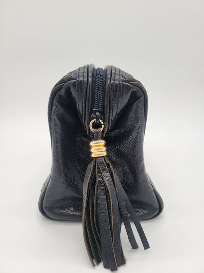 Vintage Fendi Woven Leather Mini Boston Bag