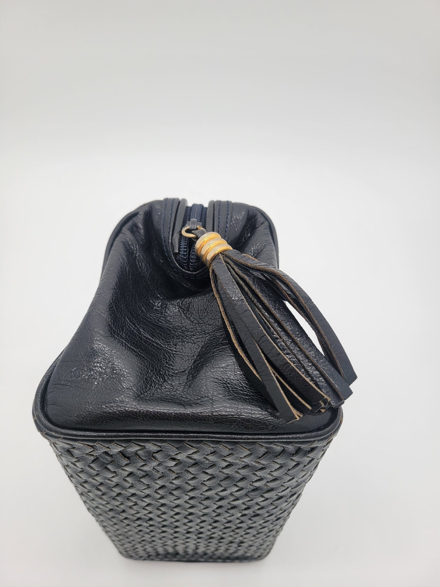 Vintage Fendi Woven Leather Mini Boston Bag