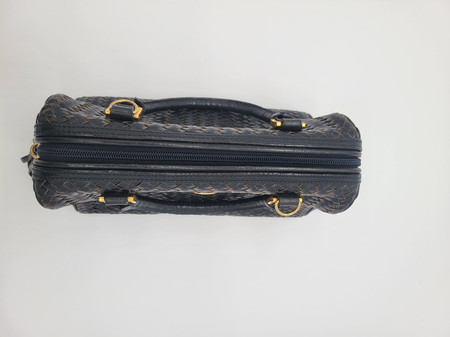 Vintage Fendi Woven Leather Mini Boston Bag