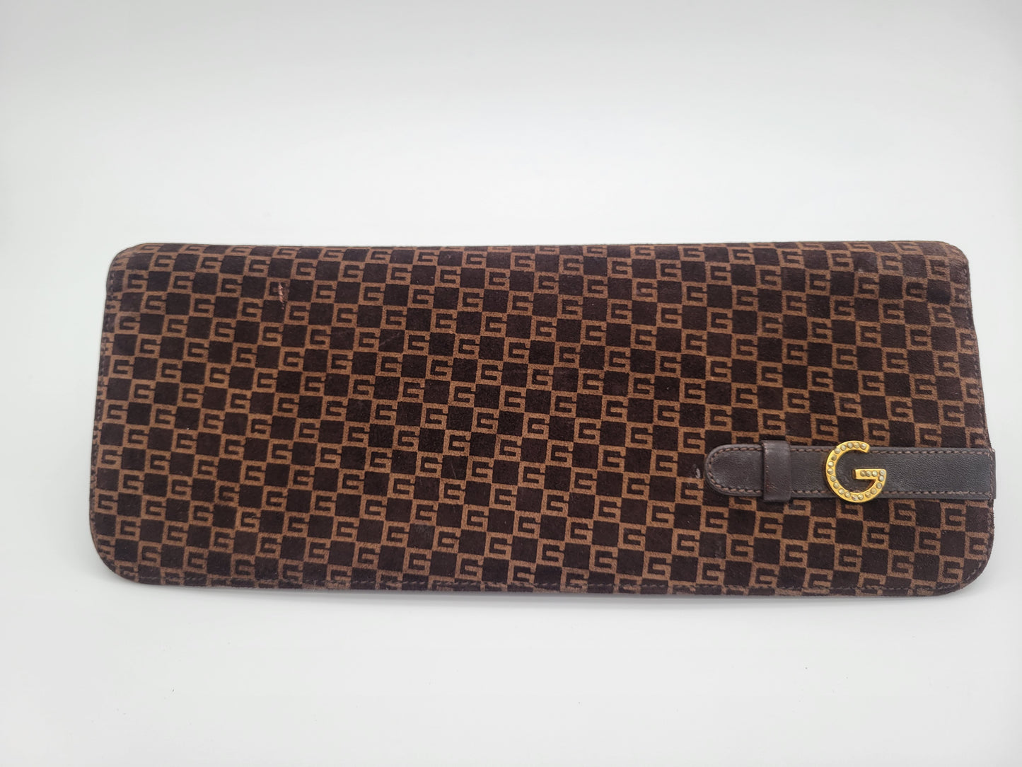 Vintage Gucci "G" Monogram Suede Clutch