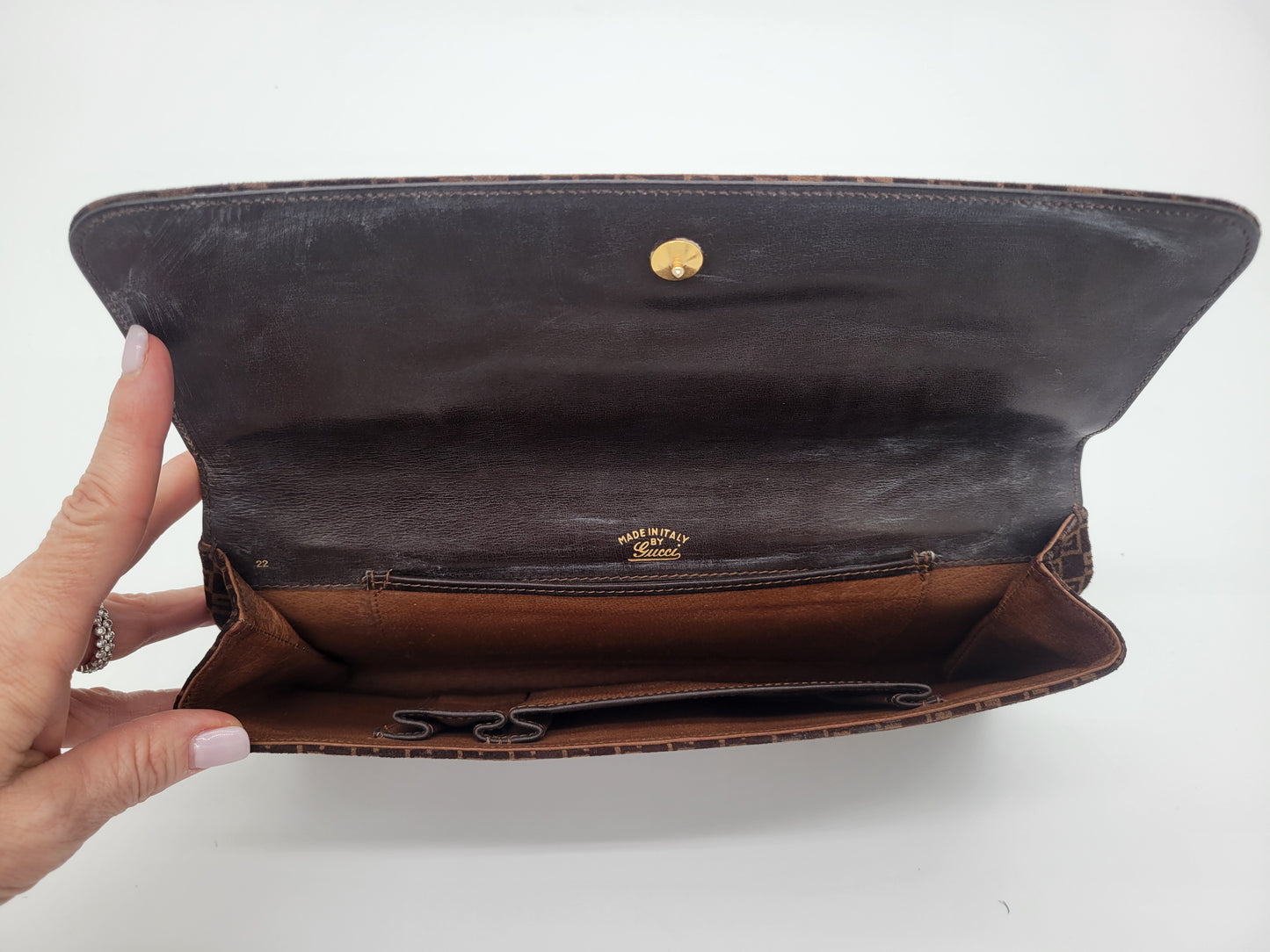 Vintage Gucci "G" Monogram Suede Clutch