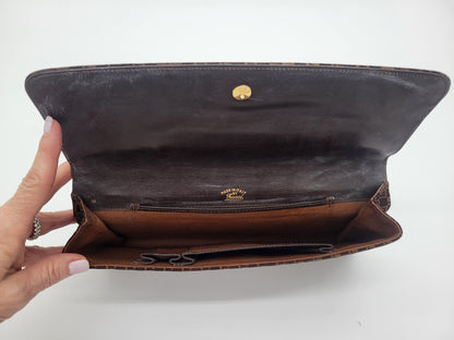 Vintage Gucci "G" Monogram Suede Clutch