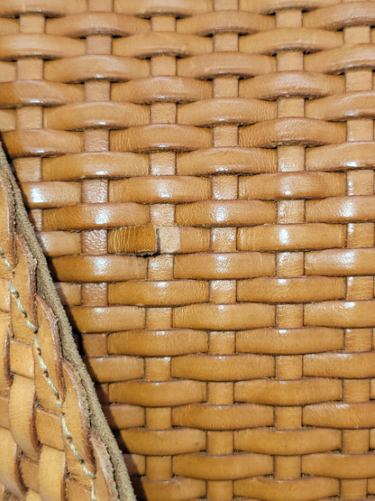Vintage Tom Ford Gucci Brown Woven Leather Bamboo Handle 2-Way Bag X-Large