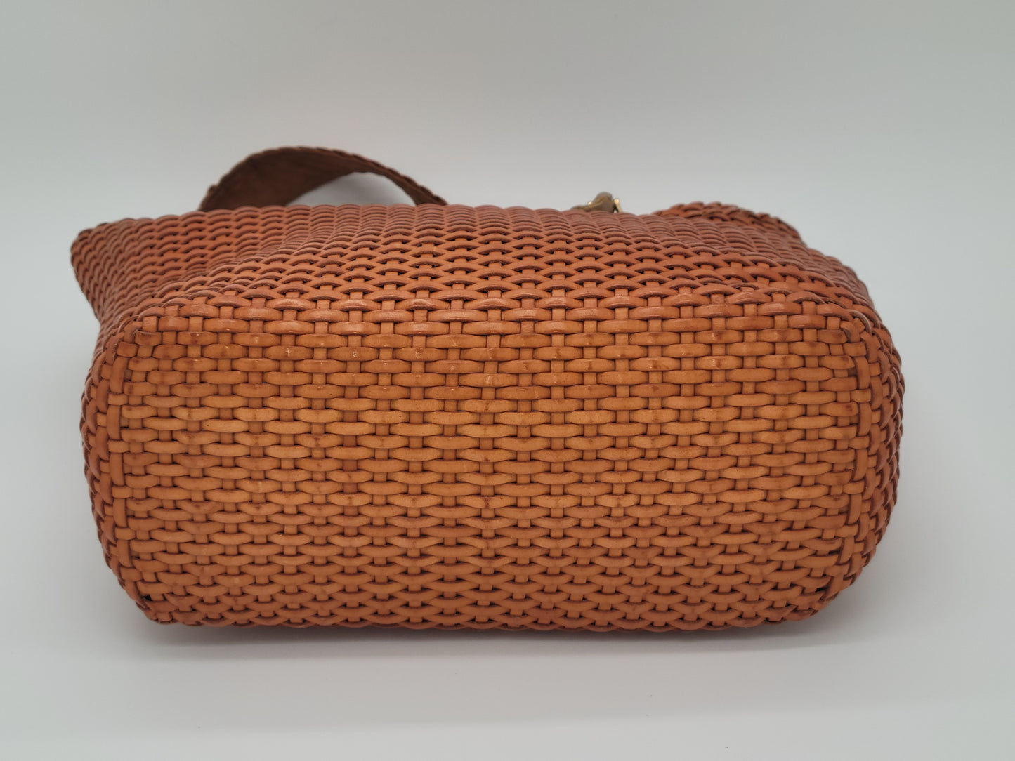 Vintage Tom Ford Gucci Brown Woven Leather Bamboo Handle 2-Way Bag X-Large