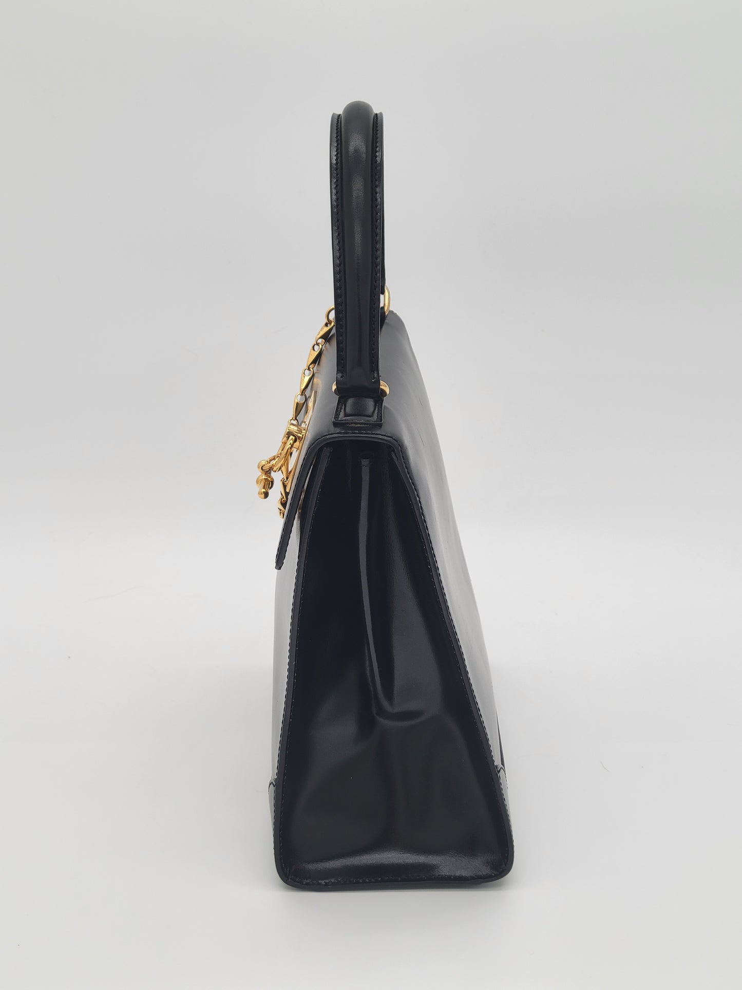 Vintage Céline Paris — Black Box Calf Turnlock Tote