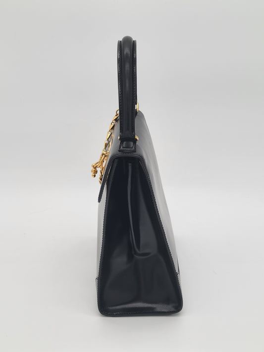 Vintage Céline Paris — Black Box Calf Turnlock Tote