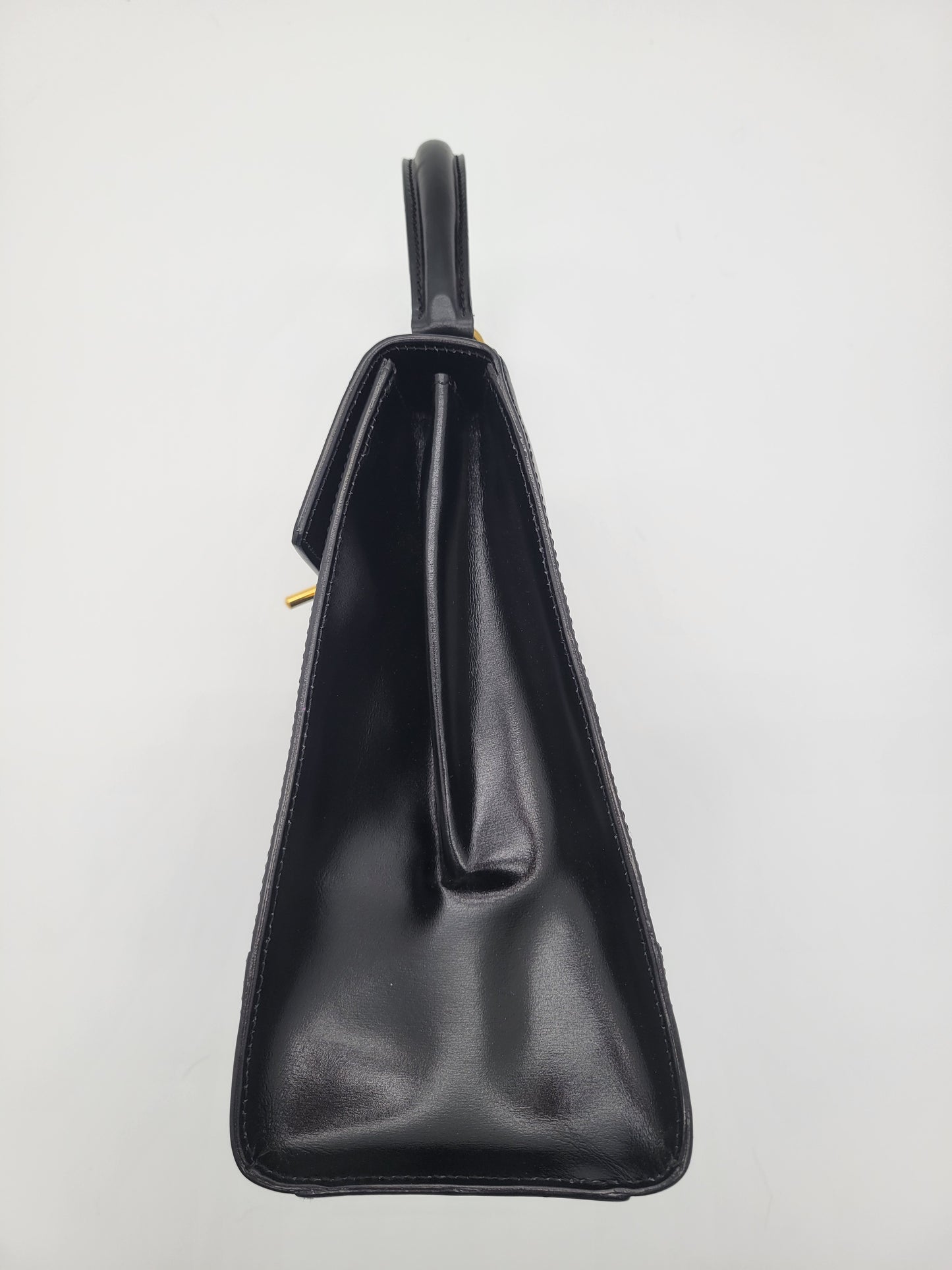 Vintage Céline Paris — Black Box Calf Turnlock Tote