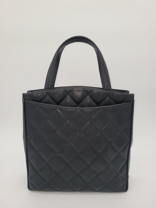 Vintage Chanel — Black Caviar CC Turnlock Tote