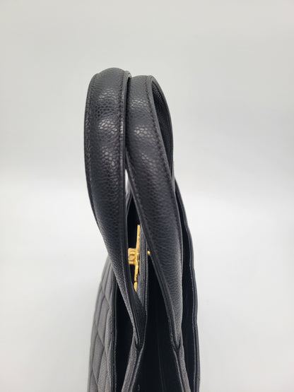Vintage Chanel — Black Caviar CC Turnlock Tote