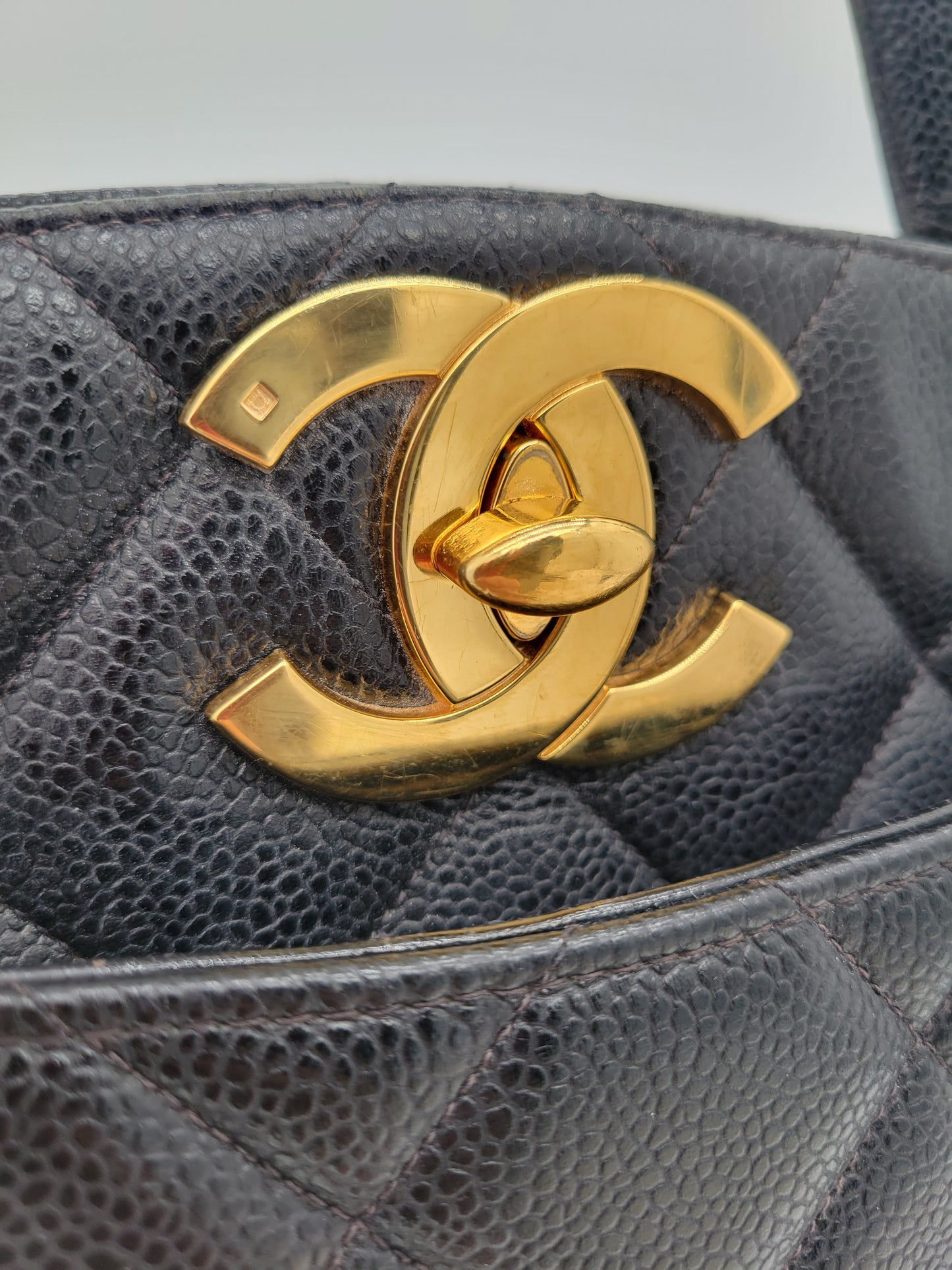 Vintage Chanel — Black Caviar CC Turnlock Tote