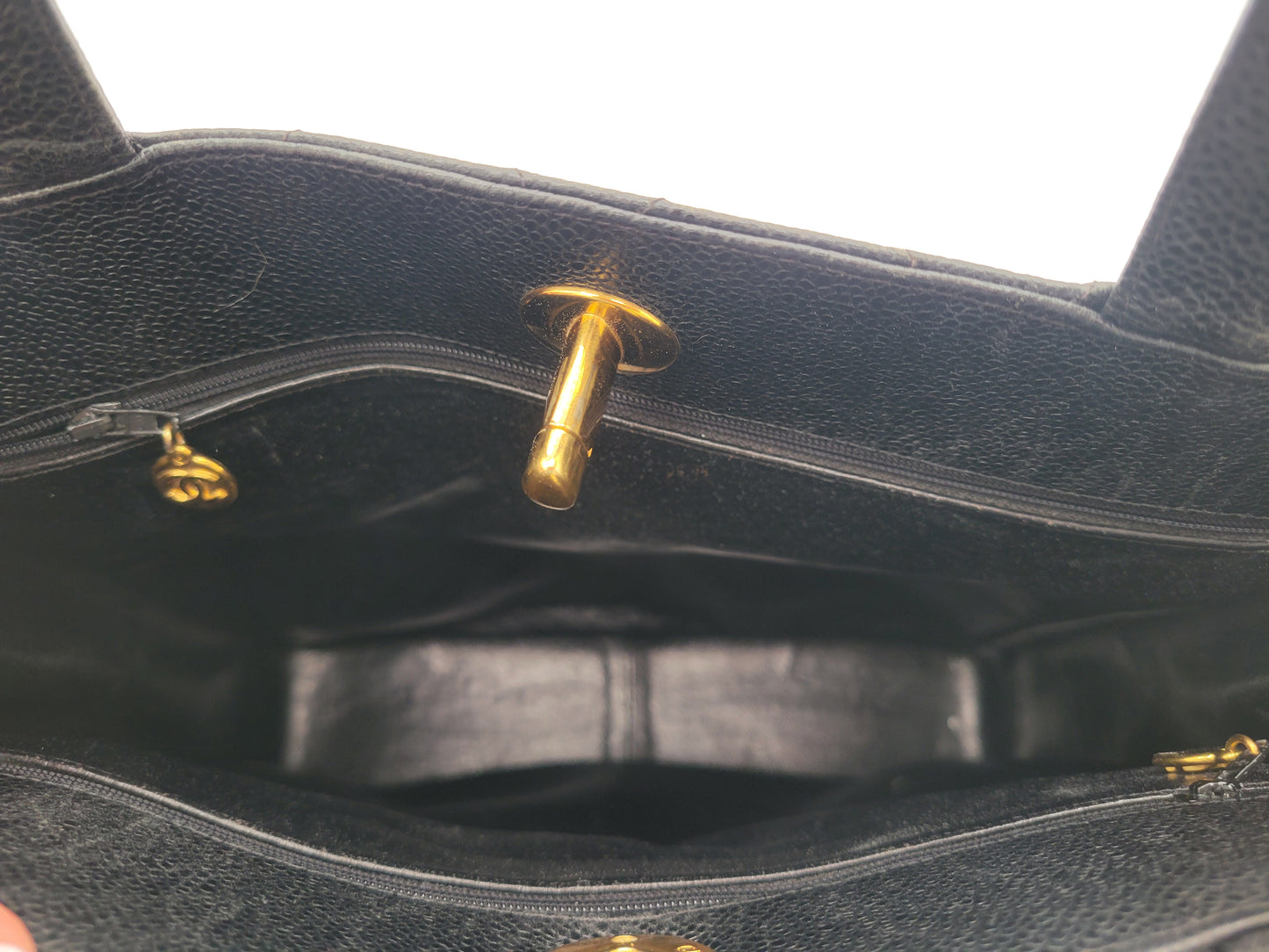 Vintage Chanel — Black Caviar CC Turnlock Tote