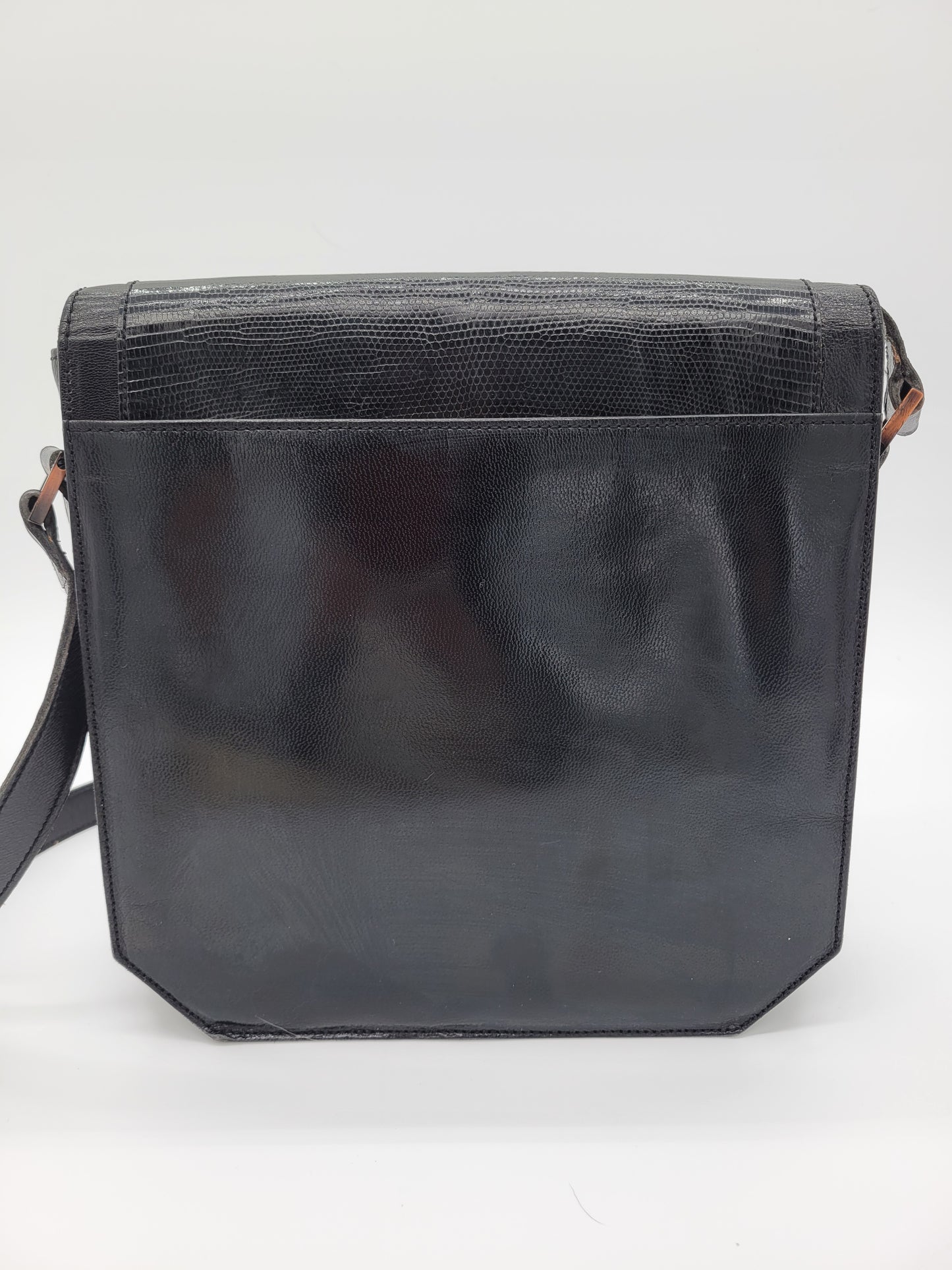 Vintage Yves Saint Laurent Lizard-Embossed Shoulder Bag Original Dustbag & Hang Tag