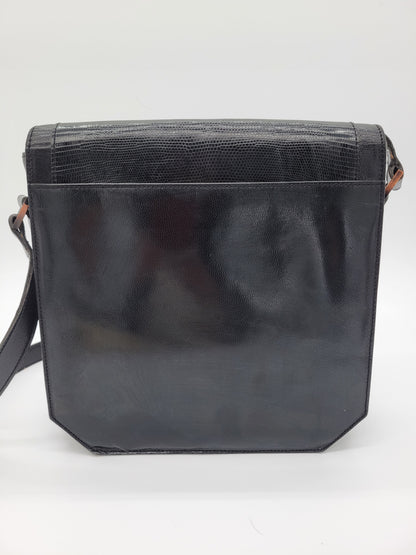 Vintage Yves Saint Laurent Lizard-Embossed Shoulder Bag Original Dustbag & Hang Tag