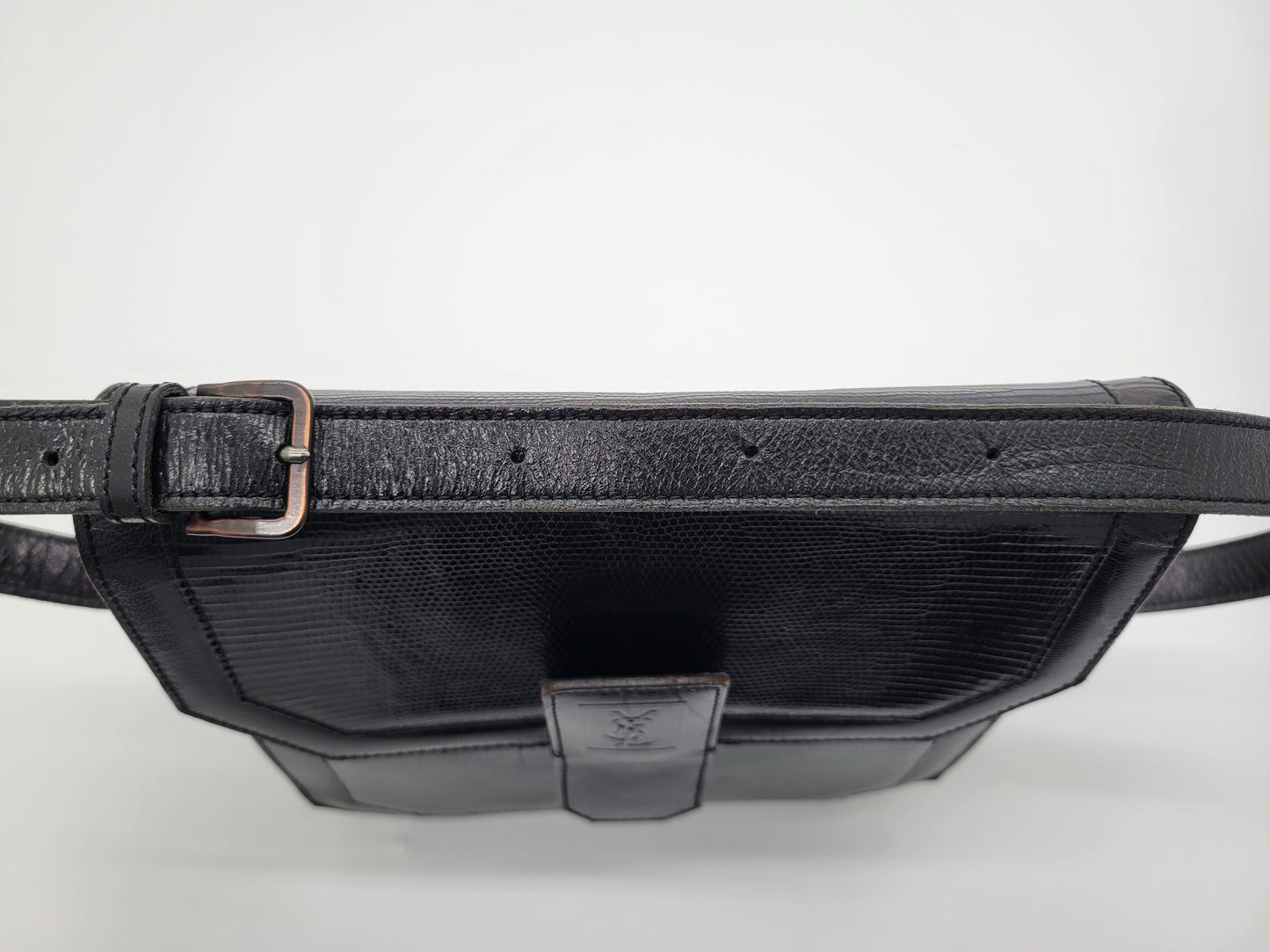 Vintage Yves Saint Laurent Lizard-Embossed Shoulder Bag Original Dustbag & Hang Tag