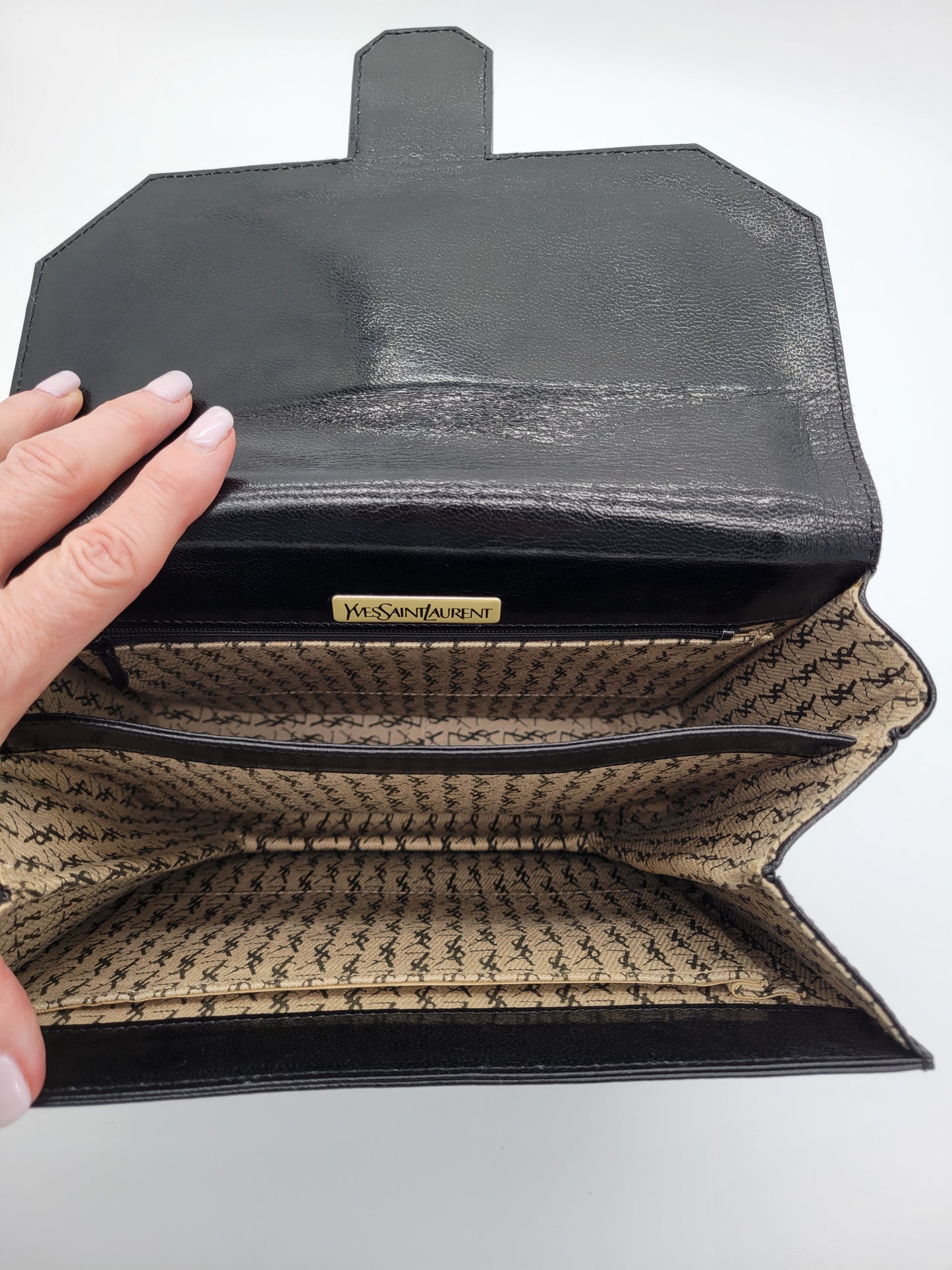 Vintage Yves Saint Laurent Lizard-Embossed Shoulder Bag Original Dustbag & Hang Tag