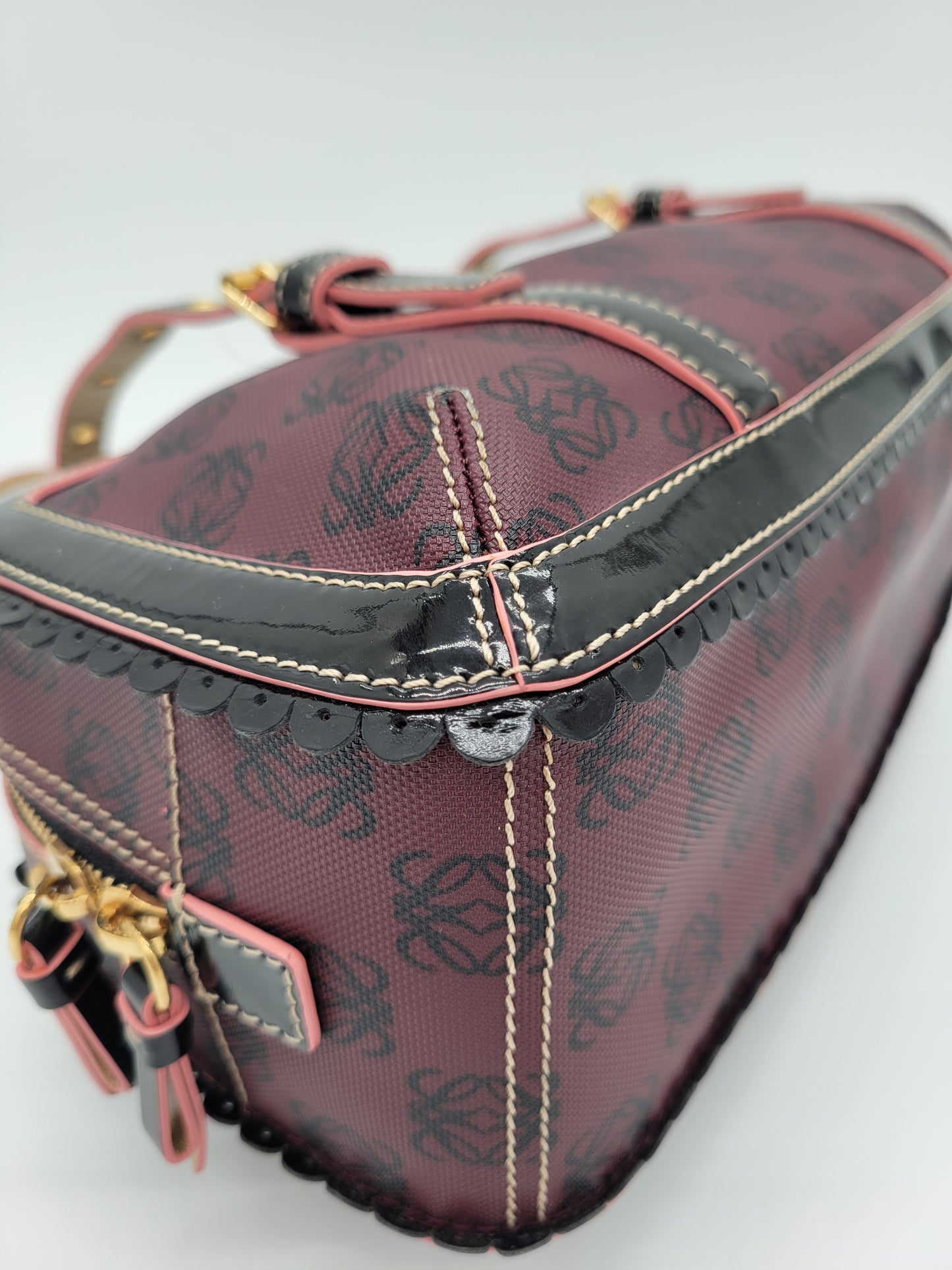 Vintage Loewe Anagram PVC and Patent Leather Satchel