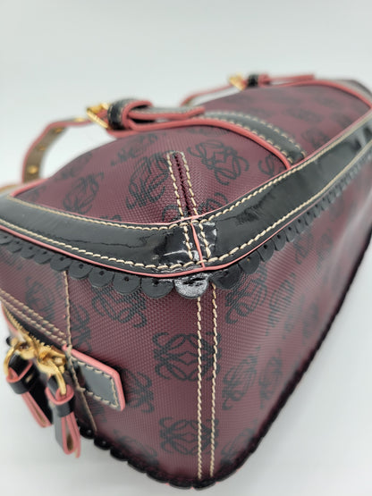 Vintage Loewe Anagram PVC and Patent Leather Satchel
