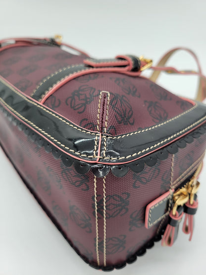 Vintage Loewe Anagram PVC and Patent Leather Satchel