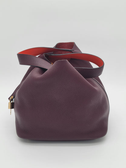 Hermès Picotin 26 GM Prune/Orange Poppy Clemence