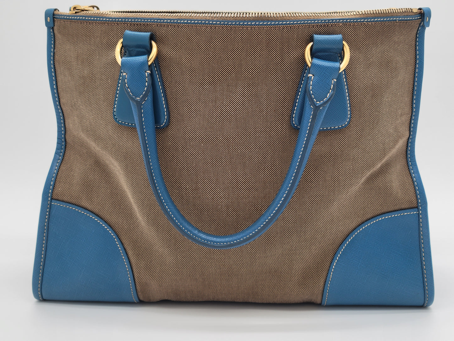 Prada Saffiano Trimmed Canvas Canapa Tote