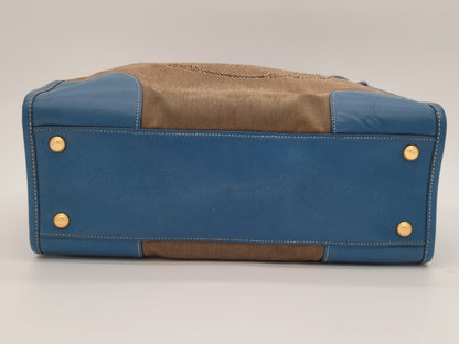 Prada Saffiano Trimmed Canvas Canapa Tote