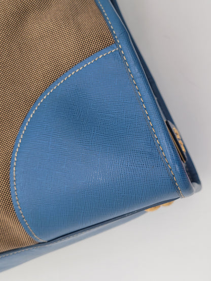 Prada Saffiano Trimmed Canvas Canapa Tote