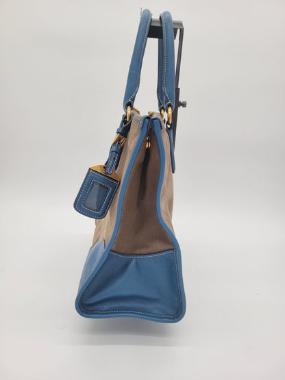 Prada Saffiano Trimmed Canvas Canapa Tote