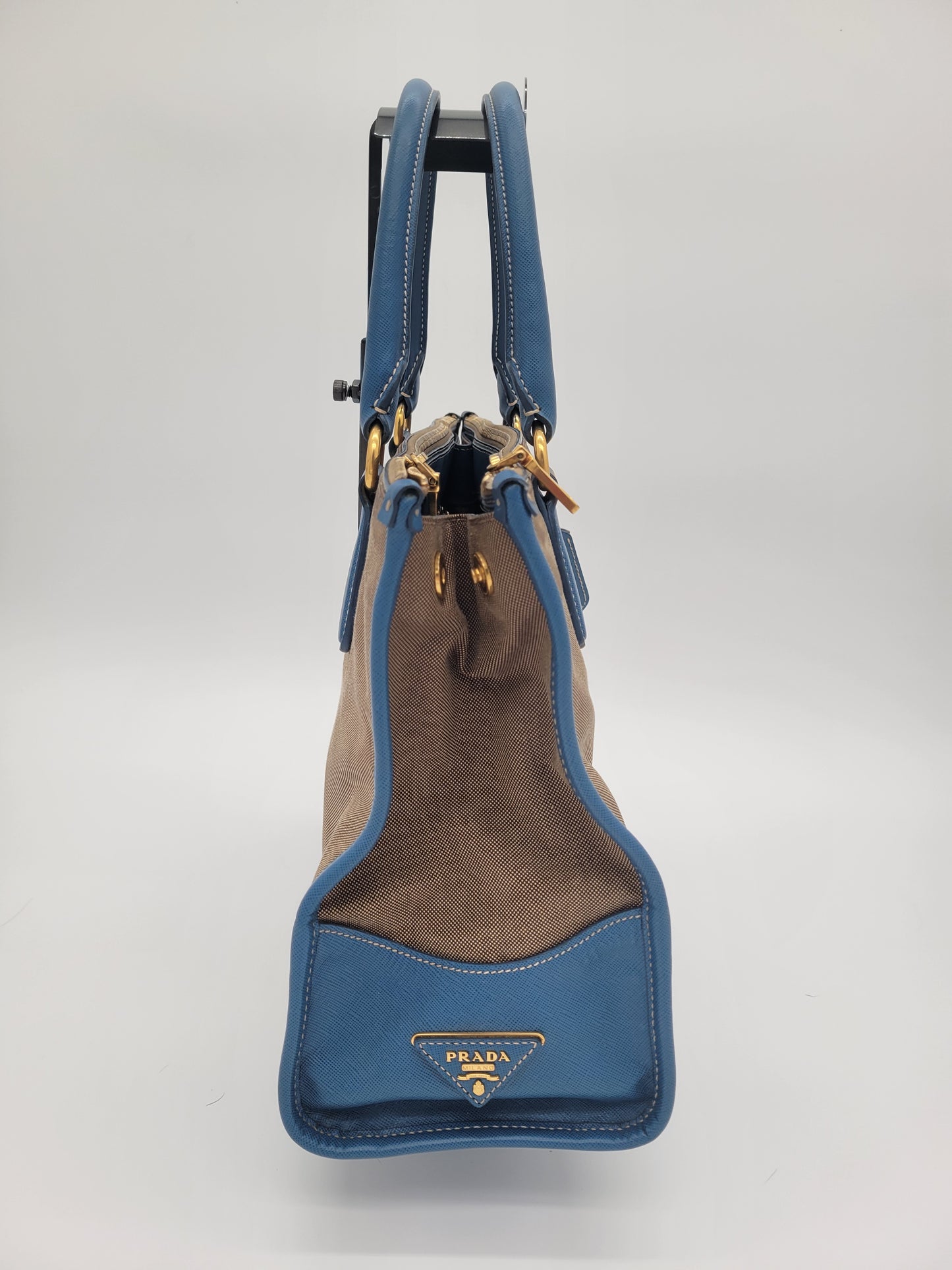 Prada Saffiano Trimmed Canvas Canapa Tote