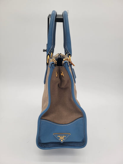 Prada Saffiano Trimmed Canvas Canapa Tote