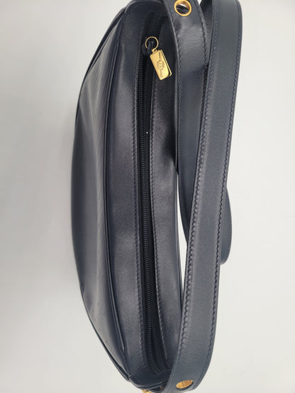 1985 Vintage Gucci Navy Leather Hobo Bag — Crest Stamp
