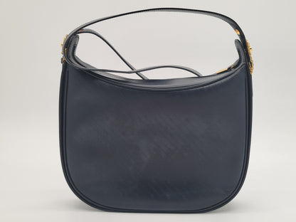 1985 Vintage Gucci Navy Leather Hobo Bag — Crest Stamp