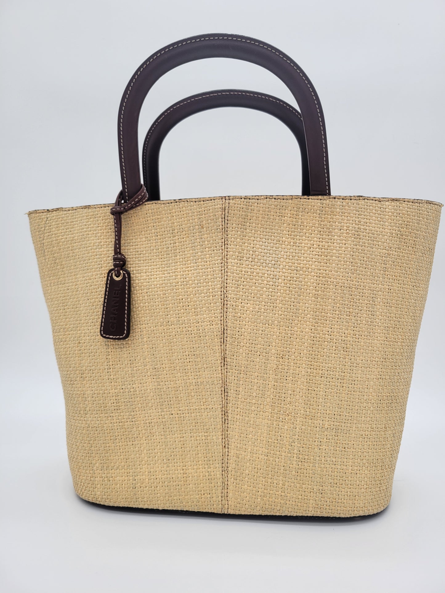 Vintage Chanel Raffia Top Handle Tote