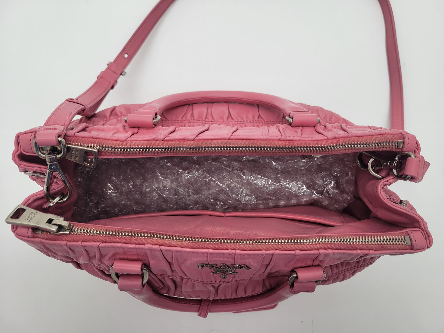 Prada Pink Nappa Gaufre Leather Tote Bag