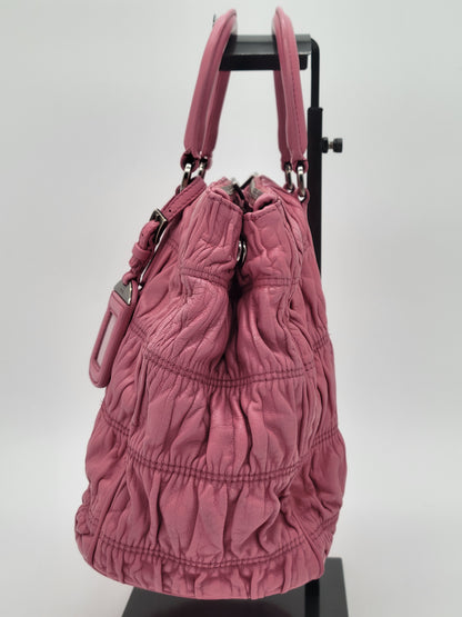 Prada Pink Nappa Gaufre Leather Tote Bag