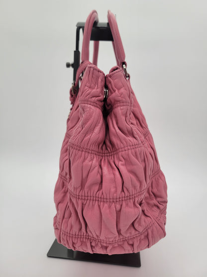 Prada Pink Nappa Gaufre Leather Tote Bag