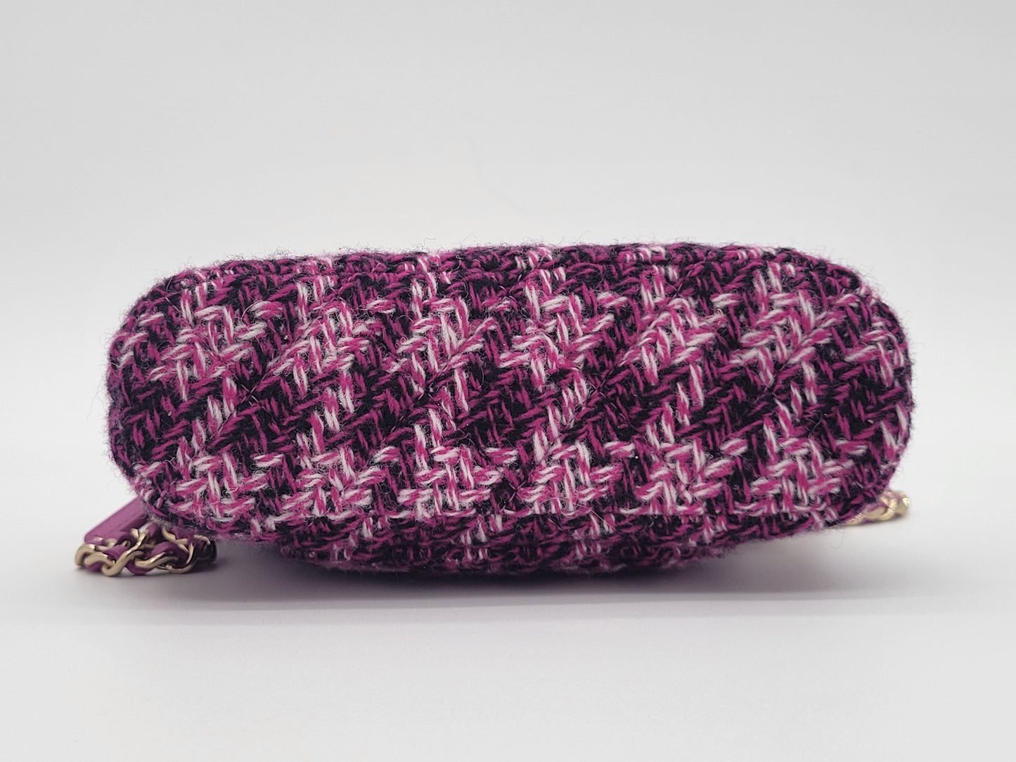 Chanel Purple Tweed Houndstooth Mini Clutch On Chain
