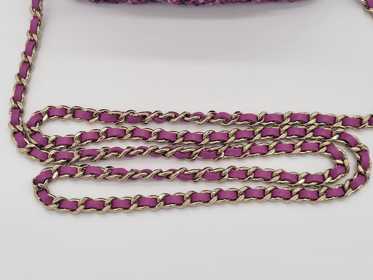 Chanel Purple Tweed Houndstooth Mini Clutch On Chain
